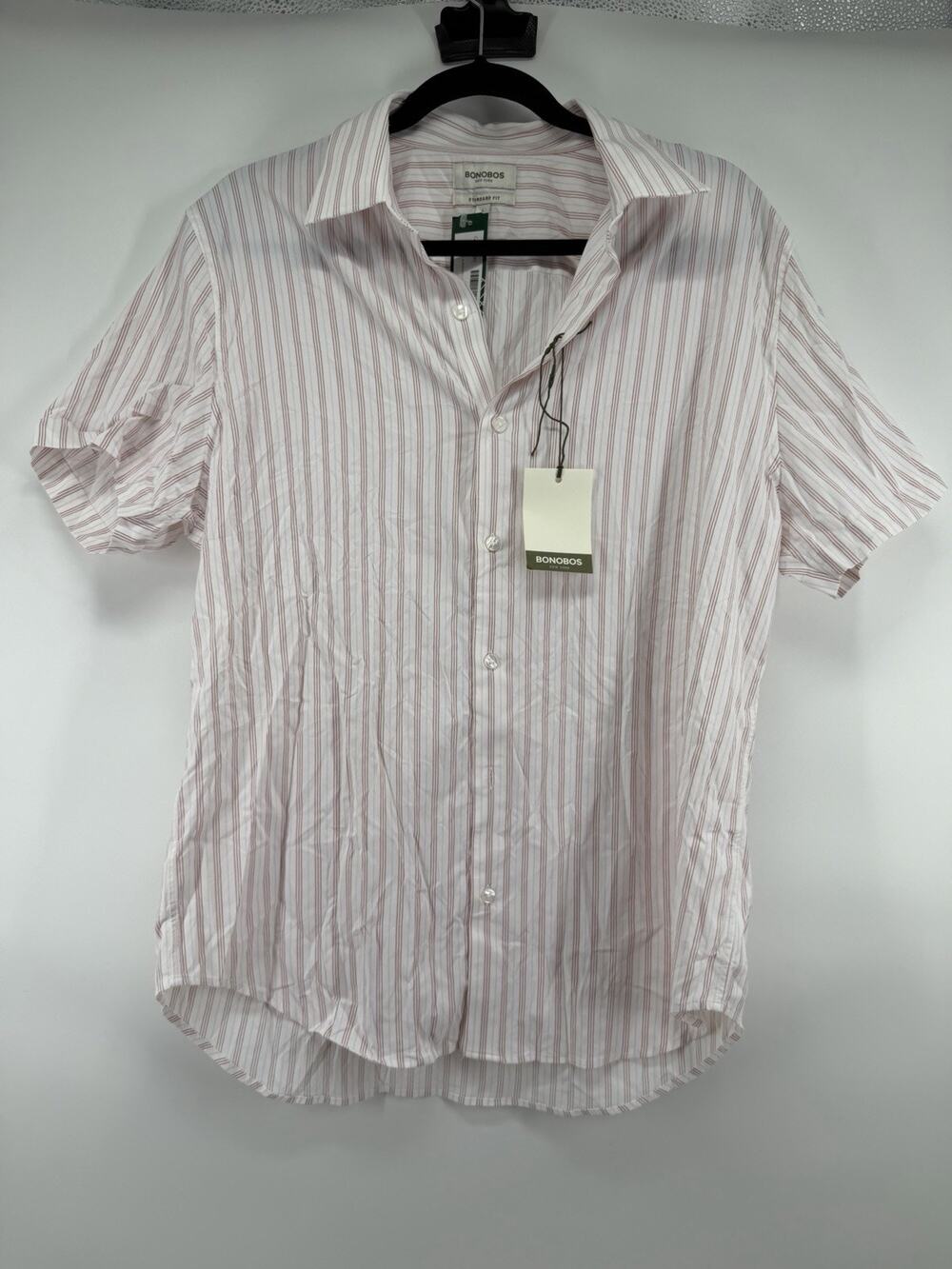 Bonobos Shirt Men Large Pink Standard Fit Short Sleeve Preppy Casual Office NWT
